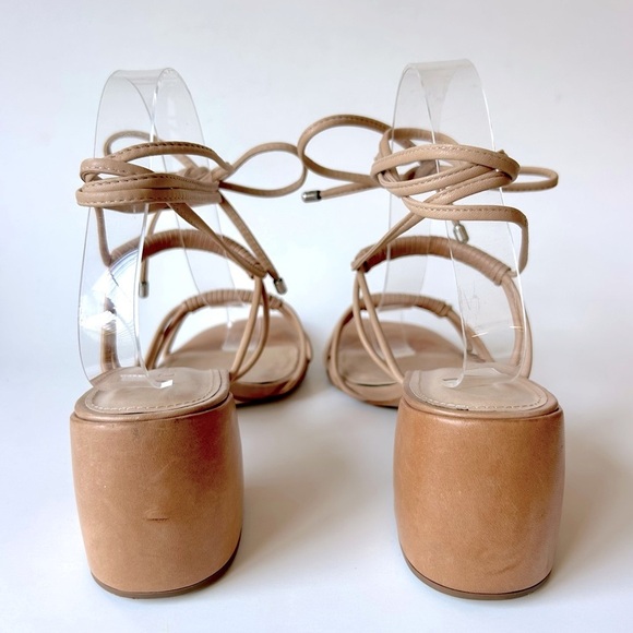 Free People Vicenza Love Struck Lace-Up Heels Sandals Tan Leather Size 38 / 7 - Picture 10 of 16